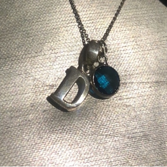 Sterling Silver Thick Initials with Your Choice of Crystal Charm-Boutique - Picture 12 of 13